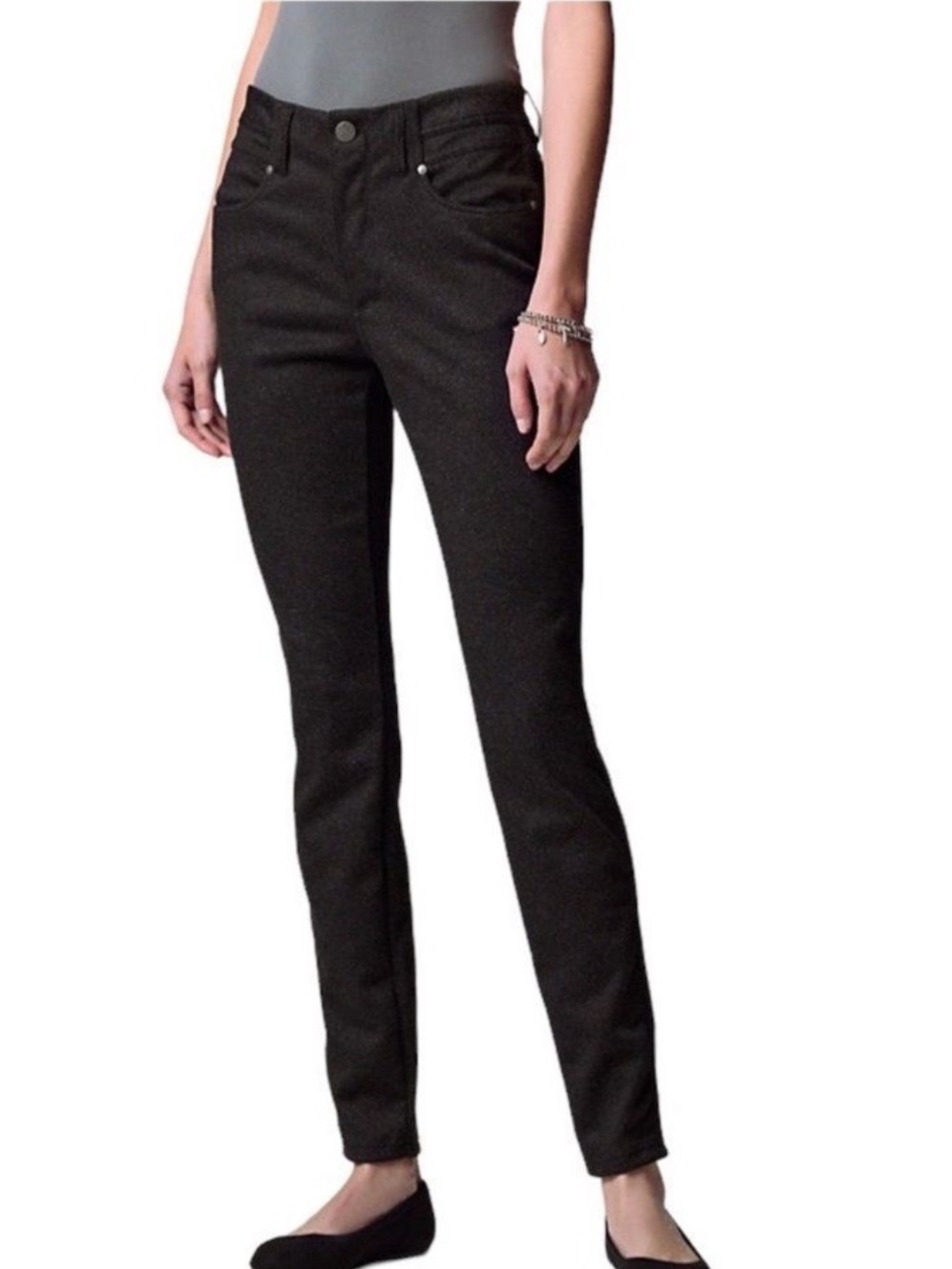$15 sale simply Vera Vera Wang High Waist Skinny Polished twill Pants Black